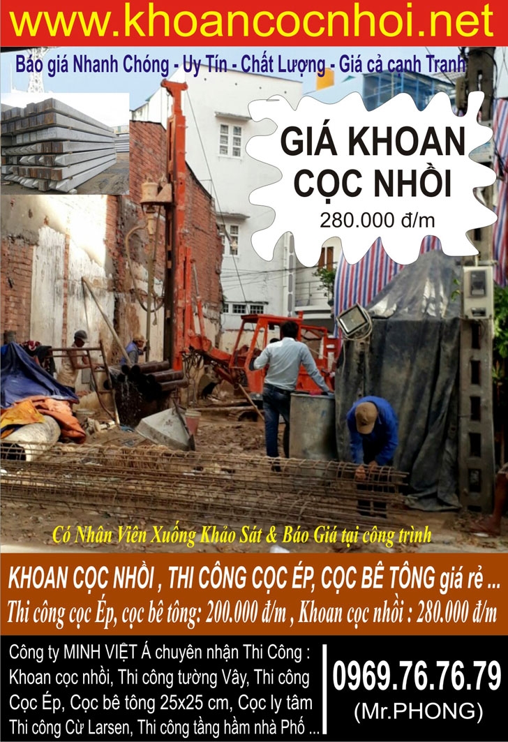 giá khoan cọc nhồi ... 280.000 đ/m